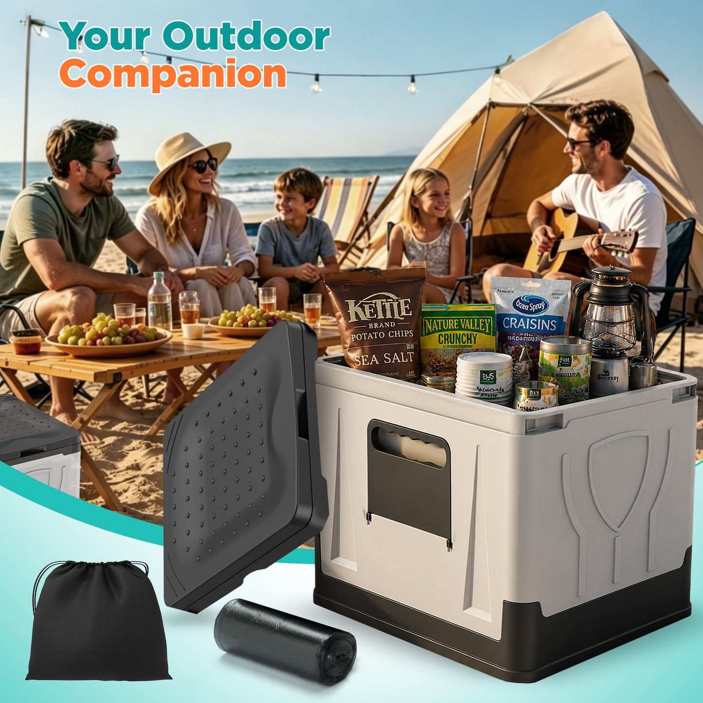 NOCOEX Portable Camping Toilet, 330Lbs Foldable Porta Potty with Dual Side Shelves, Travel Toilet for Camping, RV, Hiking, Trucks & Emergency Use
