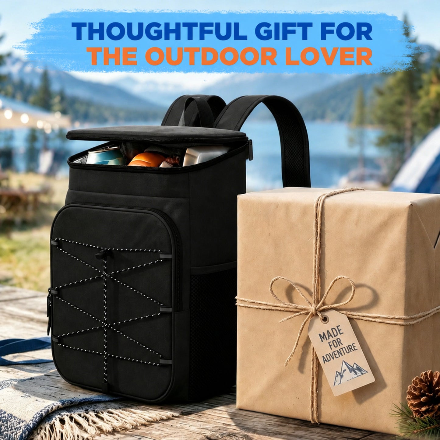 NOCOEX 22L Backpack Cooler with 20H Cooling & Bottle Opener, 28 Cans Cooler Backpack Insulated Leak Proof for Camping Hiking Beach Picnic Fishing (Black)