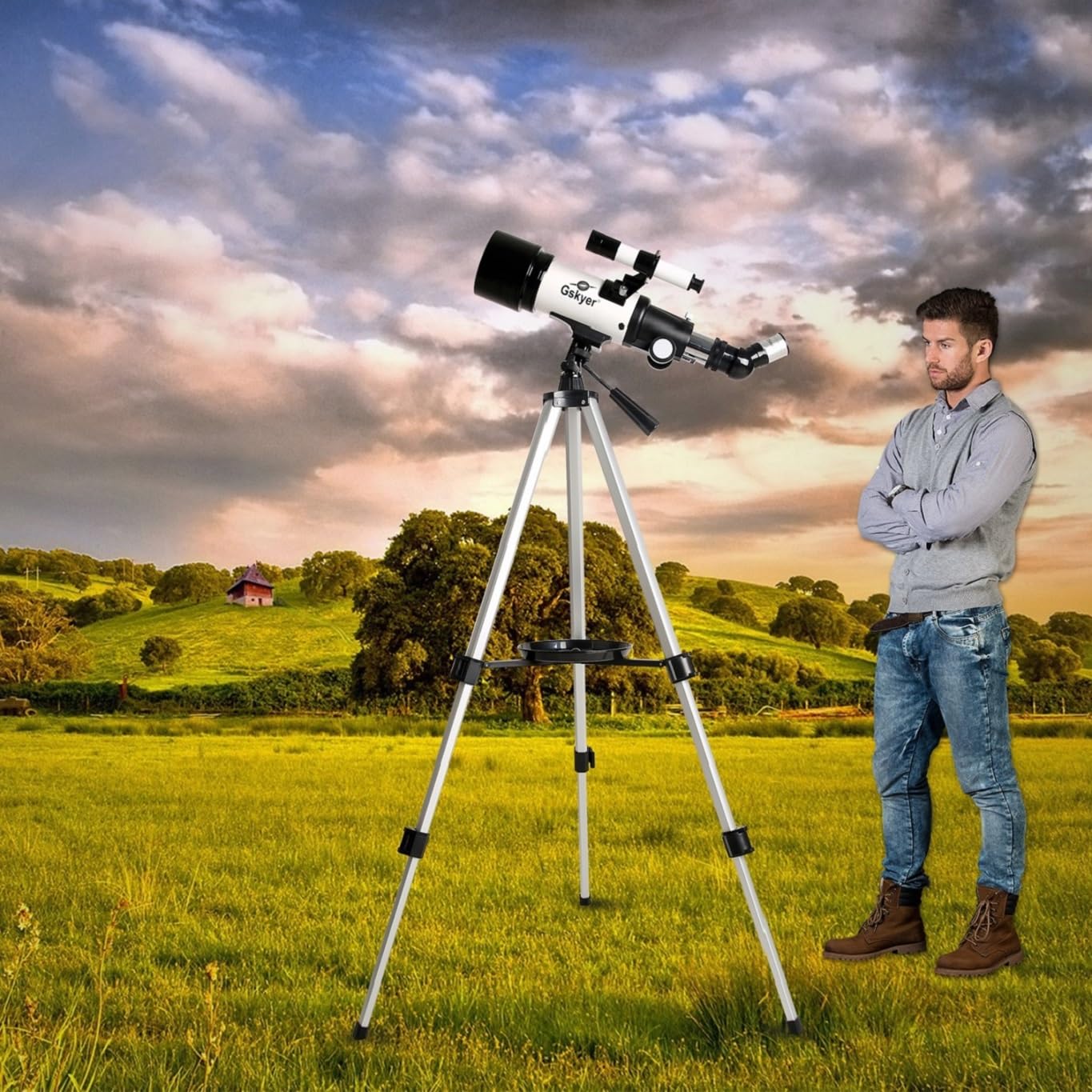 70mm Aperture 400mm AZ Mount Astronomical Refracting Telescope for Kids Beginners - Travel Telescope with Carry Bag, Phone Adapter and Wireless Remote.