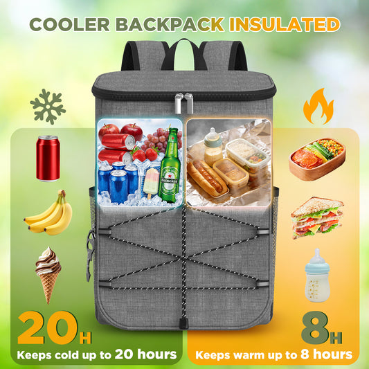 NOCOEX 22L Cooler Backpack with 20H Cooling & Bottle Opener, 28 Cans Backpack Coolers Insulated Leak Proof for Camping Hiking Beach Picnic Fishing