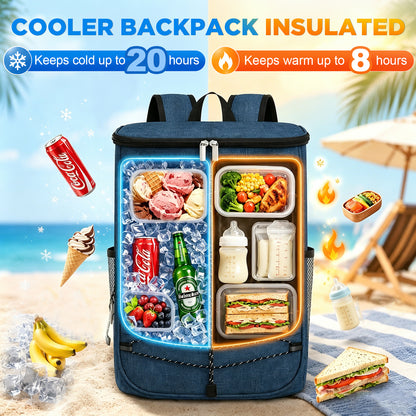NOCOEX 22L Cooler Backpack with 20H Cooling & Bottle Opener, 28 Cans Backpack Cooler Insulated Leak Proof for Camping Hiking Beach Picnic Fishing (Blue)