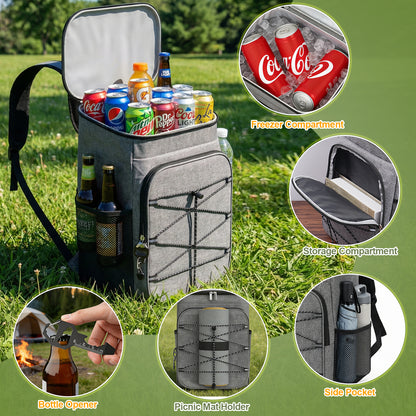 NOCOEX 22L Cooler Backpack with 20H Cooling & Bottle Opener, 28 Cans Backpack Coolers Insulated Leak Proof for Camping Hiking Beach Picnic Fishing