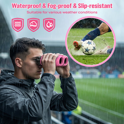 12x25 Compact Binoculars for Kids: Small Binoculars with Bak4, FMC - Ideal for Outdoor, Camping, Traveling, Bird Watching, Hiking (Pink)