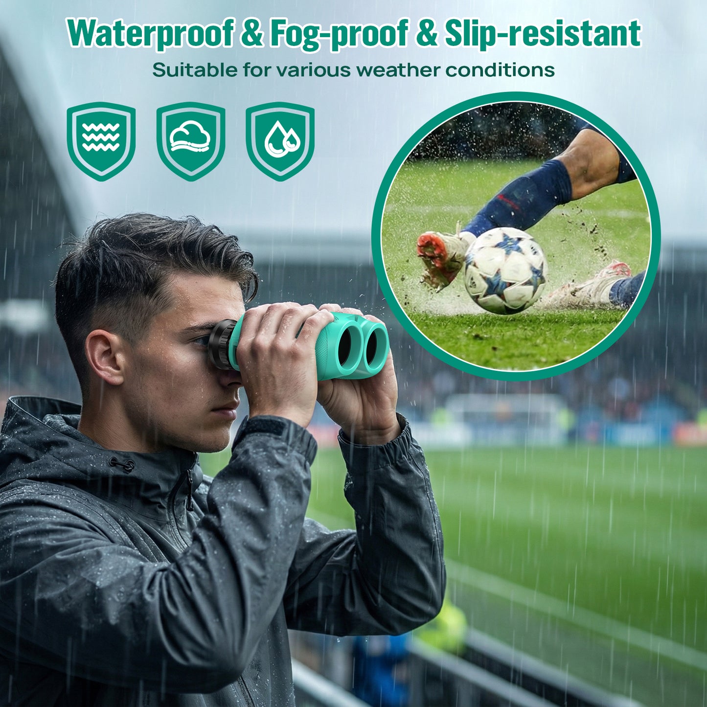 12x25 Binoculars for Kids and Adults: Compact Binoculars with Bak4, FMC- Small Lightweight Binoculars for Camping, Traveling, Bird Watching, Hiking (Green)