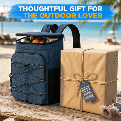 NOCOEX 22L Cooler Backpack with 20H Cooling & Bottle Opener, 28 Cans Backpack Cooler Insulated Leak Proof for Camping Hiking Beach Picnic Fishing (Blue)