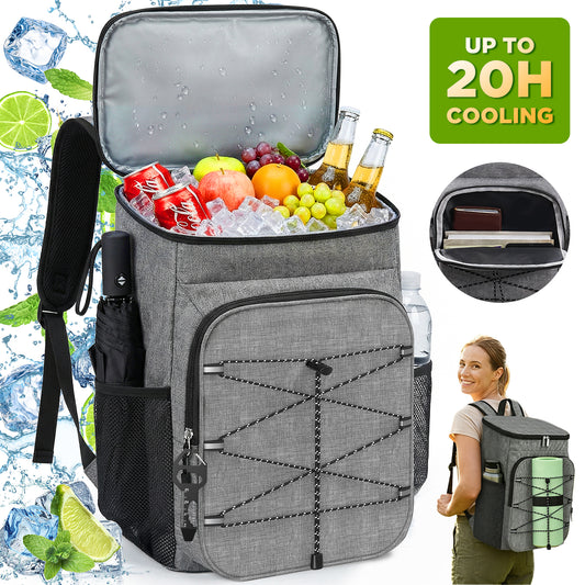 NOCOEX 22L Cooler Backpack with 20H Cooling & Bottle Opener, 28 Cans Backpack Coolers Insulated Leak Proof for Camping Hiking Beach Picnic Fishing