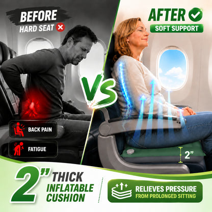 NOCOEX Inflatable Seat Cushion, 2'' Thick Portable Self-Inflating Memory Foam Seat Cushion for Travel, Office, Airplane, Camping, Stadium, Backpacking