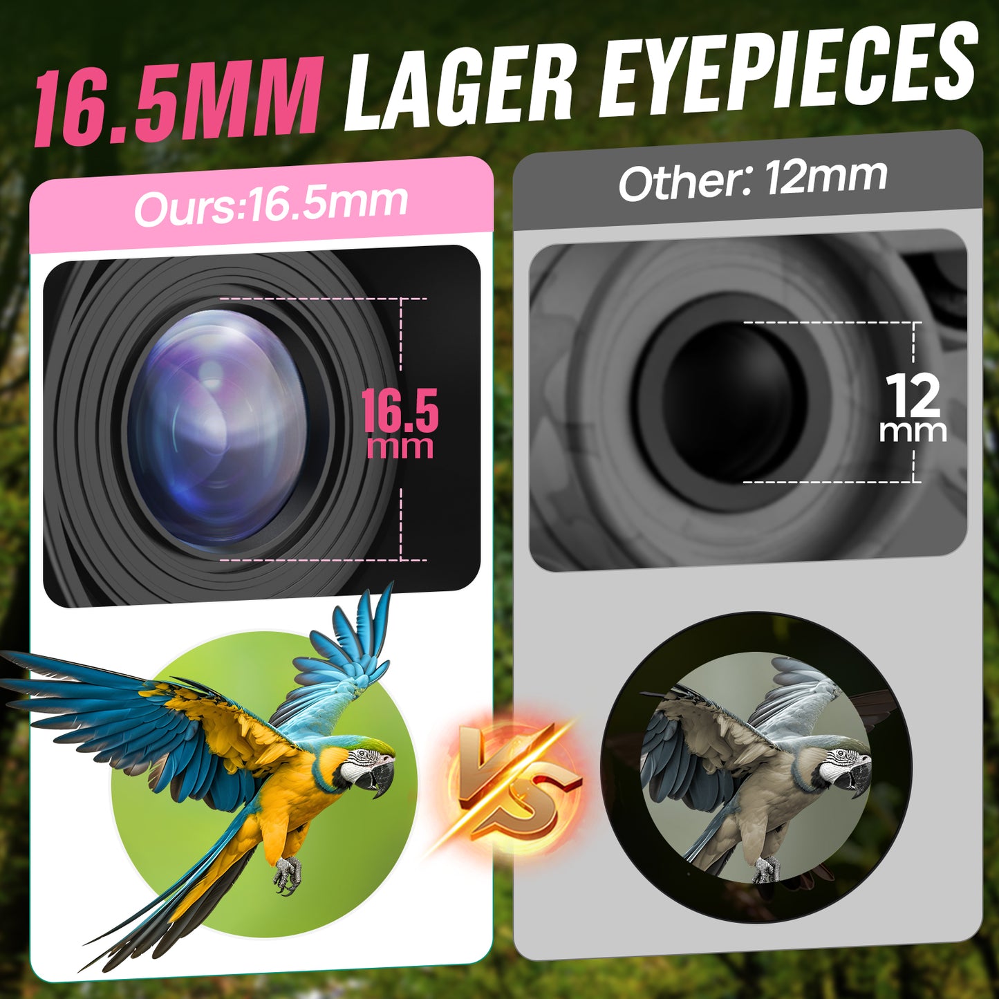 12x25 Kids Binoculars, FMC BAK4 with Neck Strap & Carrying Bag, Small Compact Binoculars for Bird Watching, Camping & Travel (Pink)