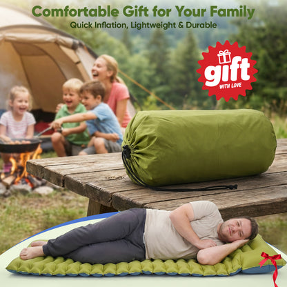 NOCOEX Sleeping Pad for Camping with Built-in Foot Pump & 5.9" Pillow - Leakproof, Inflatable Camping Mattress for Backpacking, Hiking, Traveling