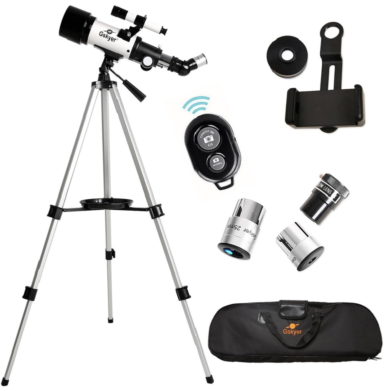 70mm Aperture 400mm AZ Mount Astronomical Refracting Telescope for Kids Beginners - Travel Telescope with Carry Bag, Phone Adapter and Wireless Remote.