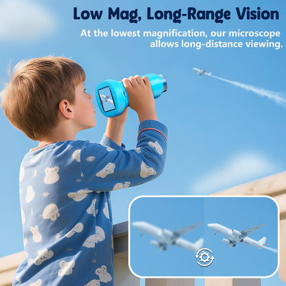 1000X Handheld Microscope for Kids, 4K 2.4" Screen Digital Kids Microscopes with 12 Slides, Portable Edu Toys Gifts for Age 3 4 5 6 7 8 9 10 11 12 Year Old Boys Girls Children Students(Blue)