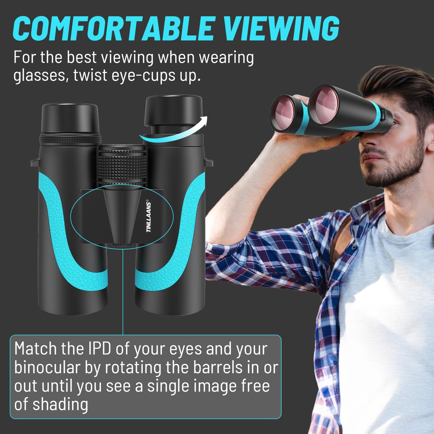 15x55 UHD Binoculars for Adults High Powered with Phone Adapter - Large View, BAK4 Prism, Waterproof, Lightweight for Bird Watching, Hunting, Cruise, Travel, Sports (Blue)